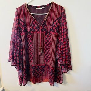 Soft Surroundings Style 2DR77 Boho Poncho Beaded Top